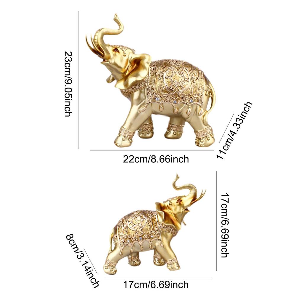 Big and Small Elephant Figurines Sculpture Tabletop Decoration Collection for