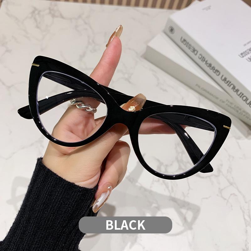 Damenmode Cat-Eye Blaulichtfilter Lesebrille mit großem Rahmen und hochauflösender Klarglaslinse