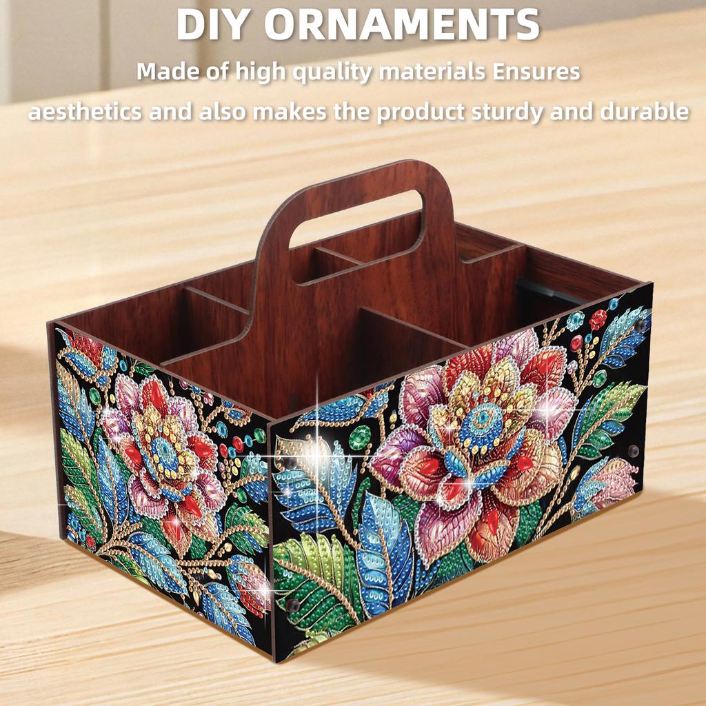 DIY Wooden Diamond Art Painting Storage Box Kit with Handheld Diamond Art Painting Holder Box for Home Office Decor Crafts Gift
