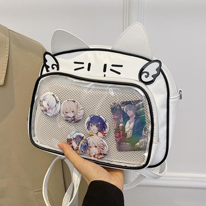 Y2K Japanese Kawaii Cat Ita Bag Ita Backpacks Cute Girls Transparent Shoulder Crossbody Bags JK School Bags