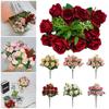10 Cabezas Rosa Flor Artificial Multicolor Hojas Verdes Flor Rosa Simulación Accesorios Foto DIY Arreglo Floral Decoración del Hogar