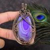 Natural Purple Botswaba Druzy Gemstone Copper Wire Wrap Pendant 3.86 p9g49