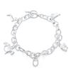 925 Sterling Silver Boots and Horse Equipment Pendant Bracelet Fashion Charm Jewelry