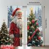 2pcs 2D Flat Printing Merry Christmas Curtain Santa Bird Christmas Tree Snow Fabric Without Electricity Festive Wall Decor for