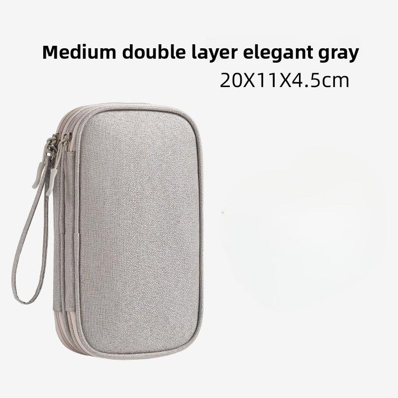 

1pc Data Cable Storage Bag Waterproof Multifunctional Portable Organizer for Earphone and Power Cord сірий колір