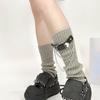 Stylish Ribbed Knitted Leg Warmers for Women Gothic Punk Boot Covers Socks with Heart Chain Leather Belt for Festivals