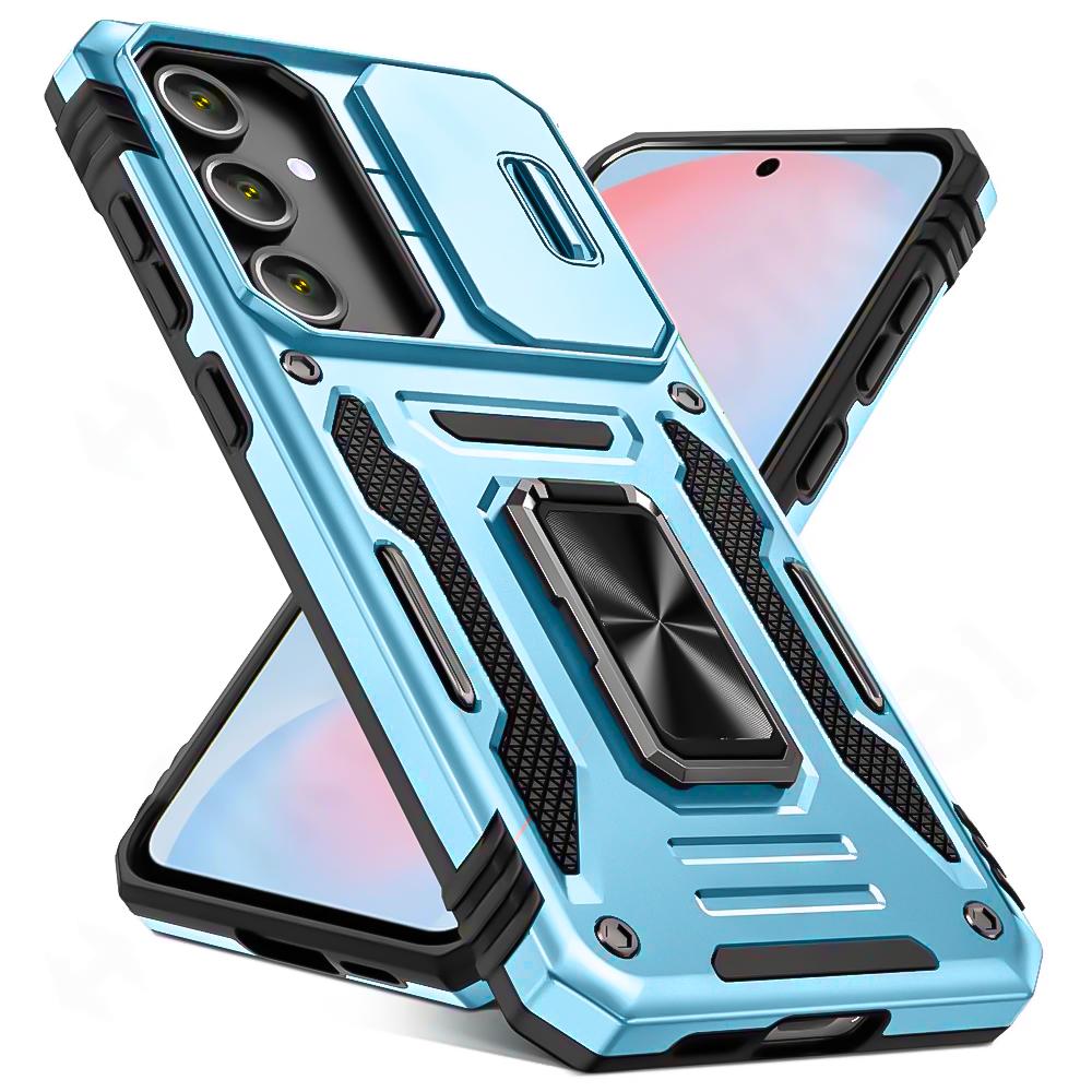 

Сдвижная камера, противоударный защитный чехол для Samsung A56 A36 A26 A16 A55 A35 A25 A15 A54 A34 A52, металлическое кольцо, магнитная подставка, чехол для телефона Galaxy A26 5G небесно-голубой