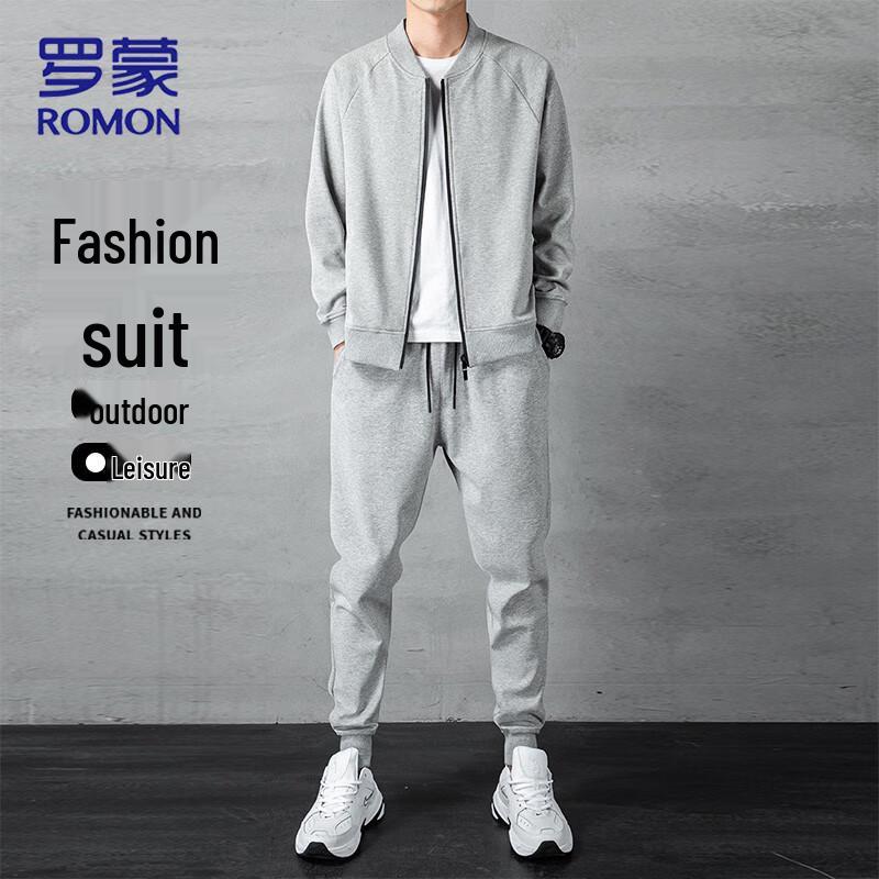 

Romon Men s Spring/Autumn Casual Open-Front Sweatshirt & Sweatpants Set 3XL