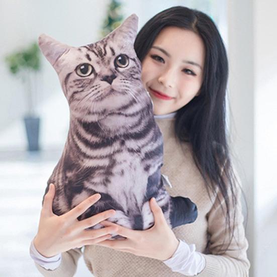 50cm Cute Simulation Three-dimension Cat Pillow Tiger Pattern Plush Doll Toy