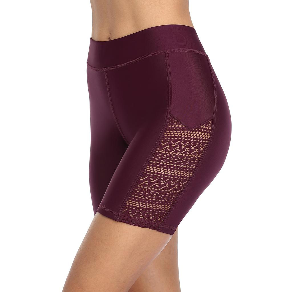 Charmleaks Dámské koupací šortky s vysokým pasem Hollow Out plavky Spodní část bikin Spodní část plavek Kalhotky Rozdělené plavky