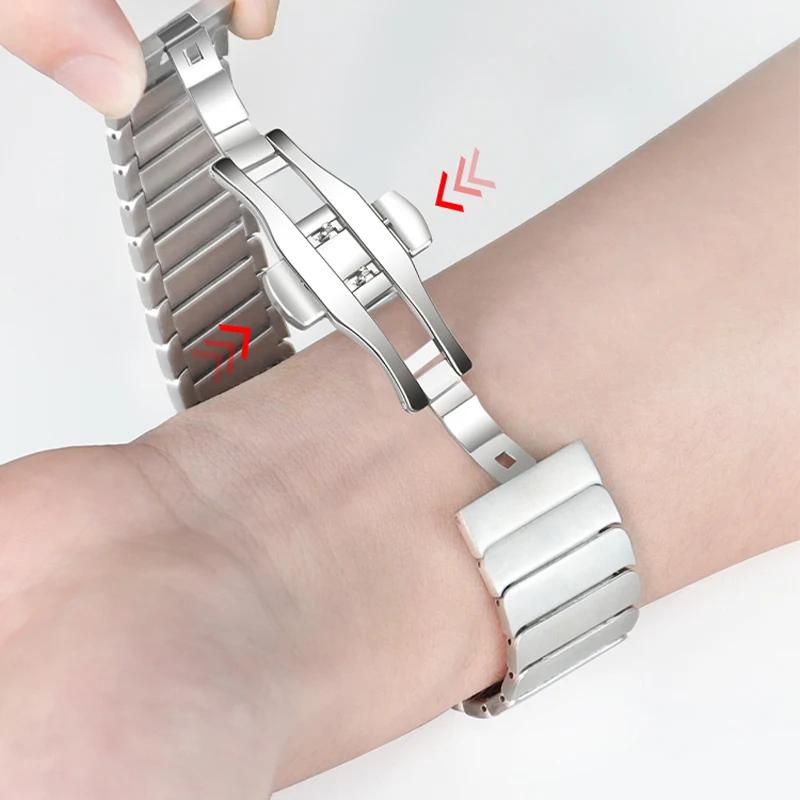 Luxury Titanium Color Band for Apple Watch Ultra 49mm 8 7 41 45mm Stainless Steel Strap for IWatch 6 5 4 3 42 44mm 40mm Bracelet