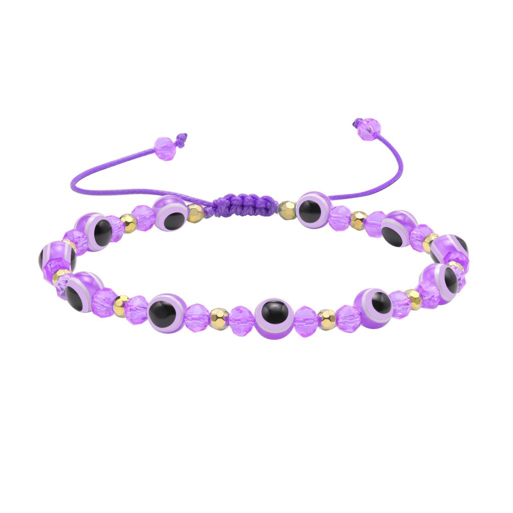 Evil Eye Crystal Beads Bracelet, Handmade String Adjustable Wristband, Amulet Protection Good Luck Bracelet For Women