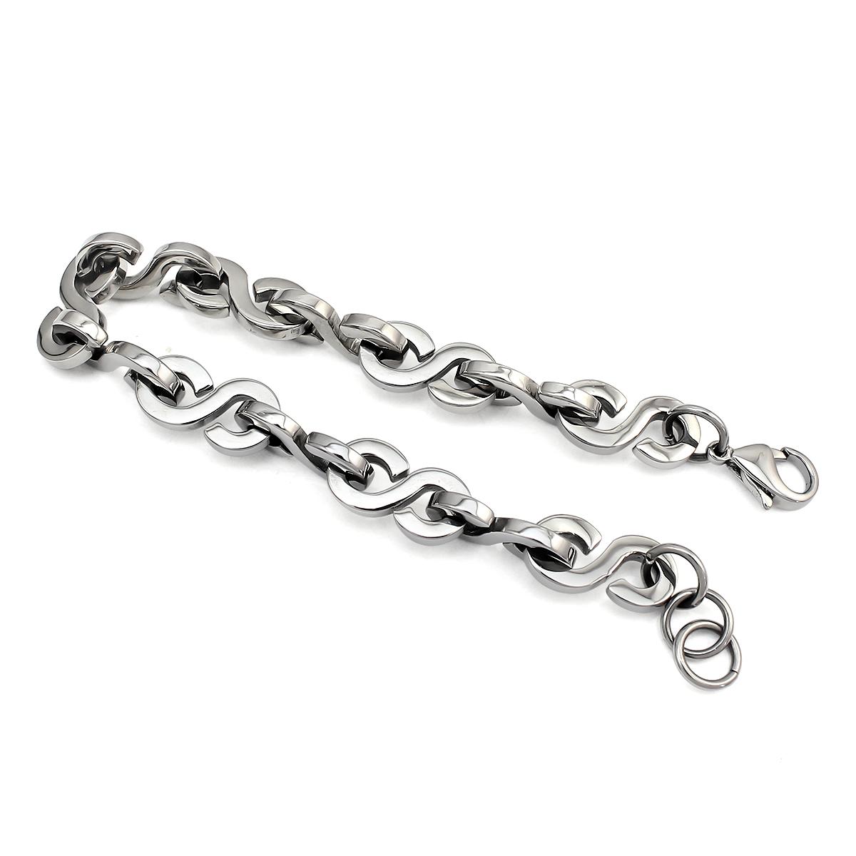 

Premium 316L Stainless Steel Silver Polished Twist Link Chain Bracelet Minimalist Unisex Accessory Non Fading For Daily Wear