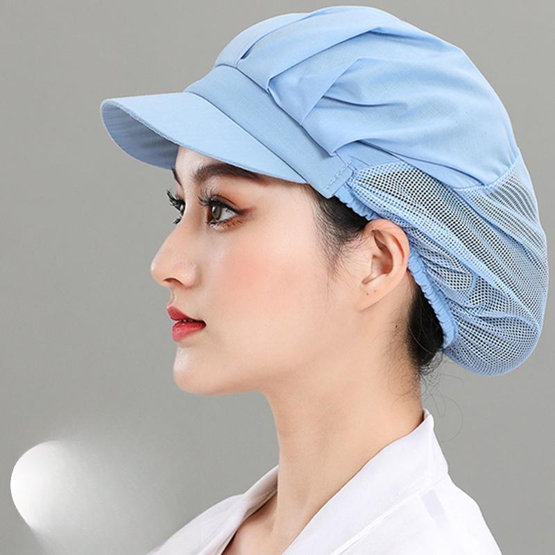 Durable Breathable Mesh Chef Cap Oil Proof Dust Proof Hair Protection Work Hat for Food Factory and Kitchen