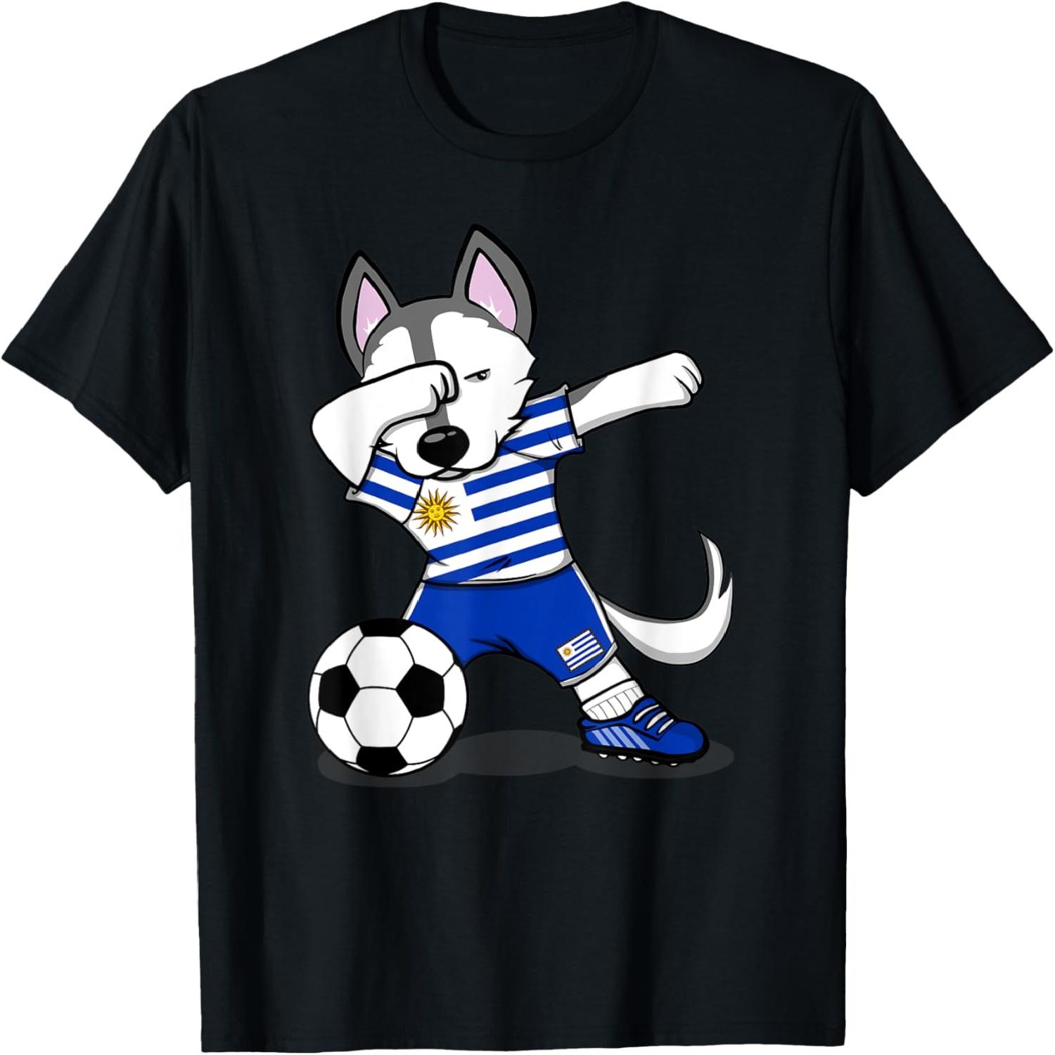 Dabbing Husky Uruguay Soccer Fans Jersey Uruguayan Football Men Women Kids T-Shirt S