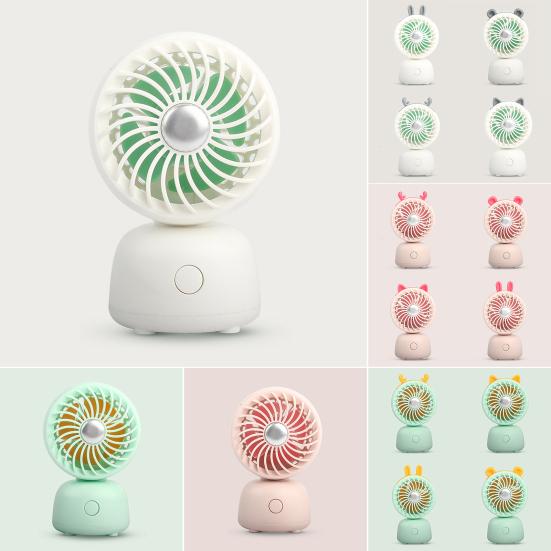 Desktop Small Fan Cartoon Animal Ear Shape USB Powered Bedroom Desk Fan Adjustable Wind Speeds Anti-Slip Base Fan