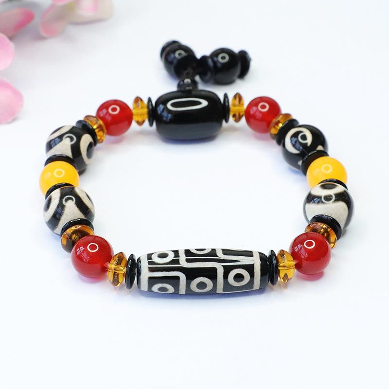 Juan Yu Schwarzer Achat & Neunäugige Dzi-Perle Armband MN3063001