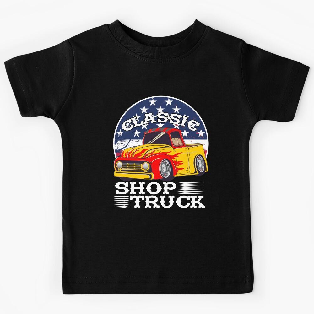 Classic Pickup Truck Customized Vintage Shop Truck Street Rod Flag Kids T-Shirt 100