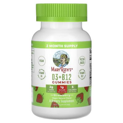 Vitamin D3 + B12 Gummies, Strawberry, 60 Gummies
