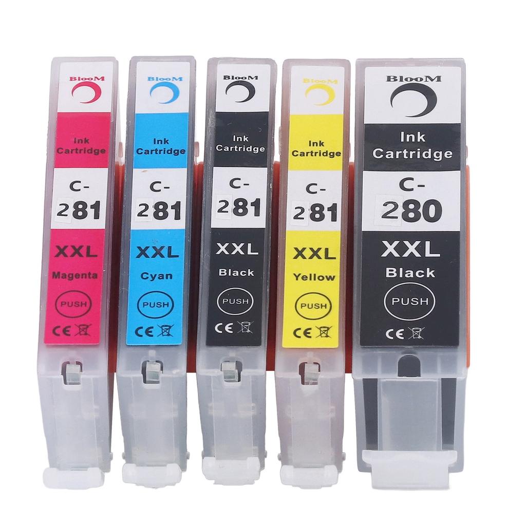 Ink Cartridge 280 281 Smooth Output Cartridge Combo Pack Replacement for PIXMA TS702 TR7520 5 Colors BK BK C M Y