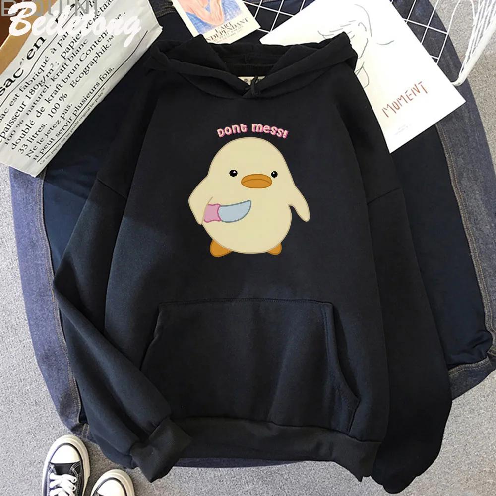 

Dont Mess Duck Hold Knife Kawaii, женские толстовки с мультяшным принтом, большие размеры, Harajuku, женская уличная одежда с длинными рукавами S