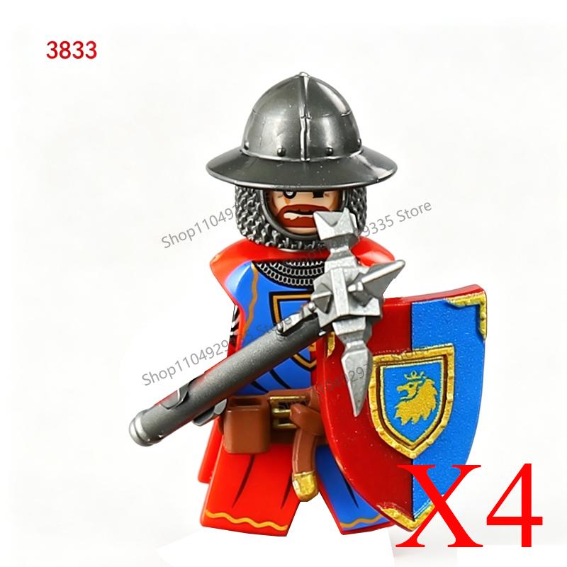 MOC Mittelalterliche Bausteine Zubehör Burgen Gotische Ritter Drache Löwe Krieger Pferd Helme Schilde Rüstungen Äxte Steine Spielzeug