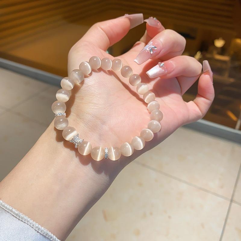 Natural white chalcedony yellow tower crystal optimized white crystal bracelet light luxury premium crystal beaded bracelet niche jewelry women