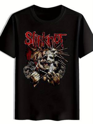 Slipknot Grafisk T-skjorte - Svart Retro Rockband Tee med Ikonisk Logo