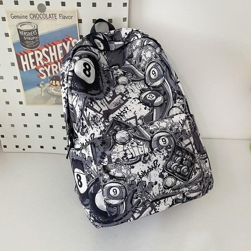 Schulrucksack Amerikanische Persönlichkeit Graffiti Rucksack ins High-School-Schüler College-Student Klasse Schultasche Trendig Mode Große Kapazität Rucksack