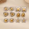 Fashion Design Gold Silver Mixed Color Titanium Steel Geometric Stud Earrings Set Women's 2025 New Classic Charm Waterproof Earr