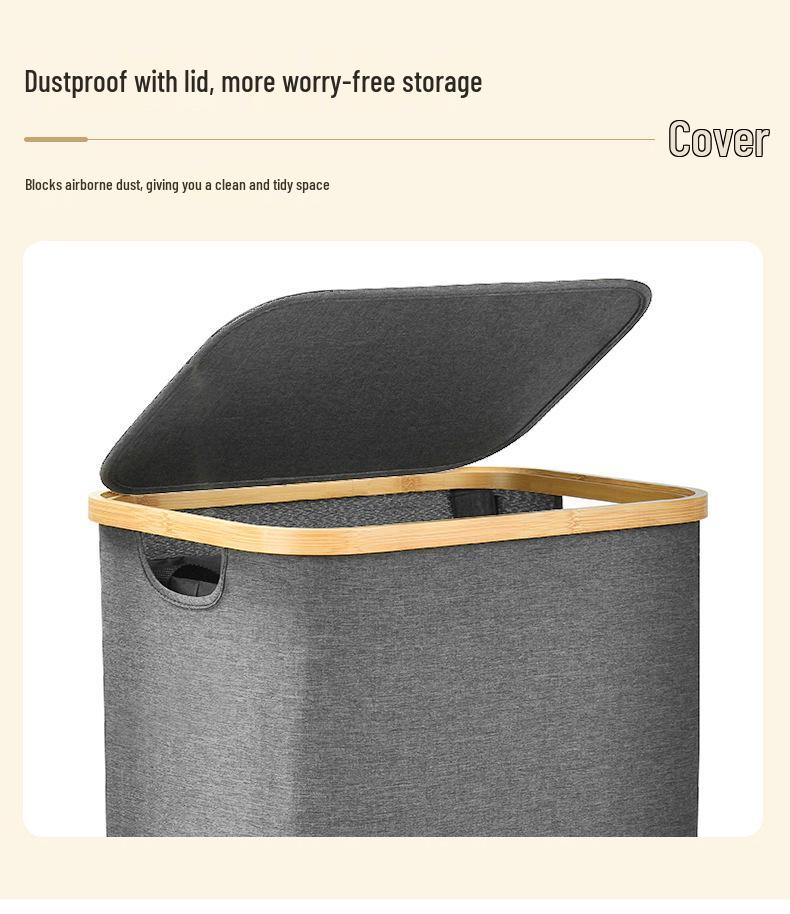 Foldable Laundry Basket: Portable, Dustproof, Large Capacity Hamper for Household Storage.
