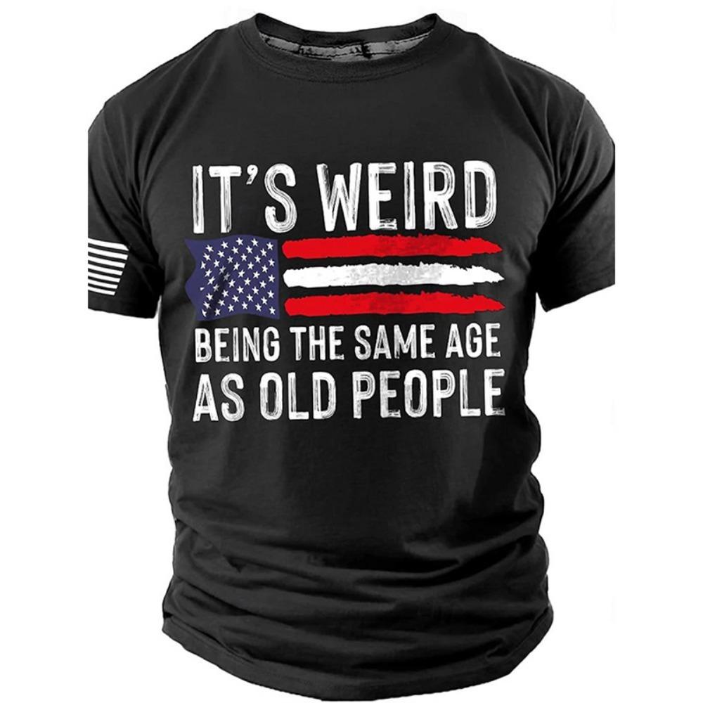 Summer Men's Retro Flag Printed T-shirt 3D Skull Round Neck Short Sleeve Casual Breathable Men's Large Size T Shirt Hot Model