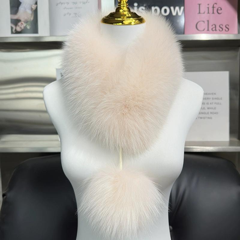 Hot sale real fox fur scarf Girls outdoor thickened warm fur scarves Women winter luxury fox fur collar fluffy fur ball scarf