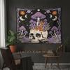 Gothic Dark Skull Tapestry Mushroom Moon Phase Wall Hanging Mysterious Aesthetic Bedroom Living Room Home Decor Wall Art