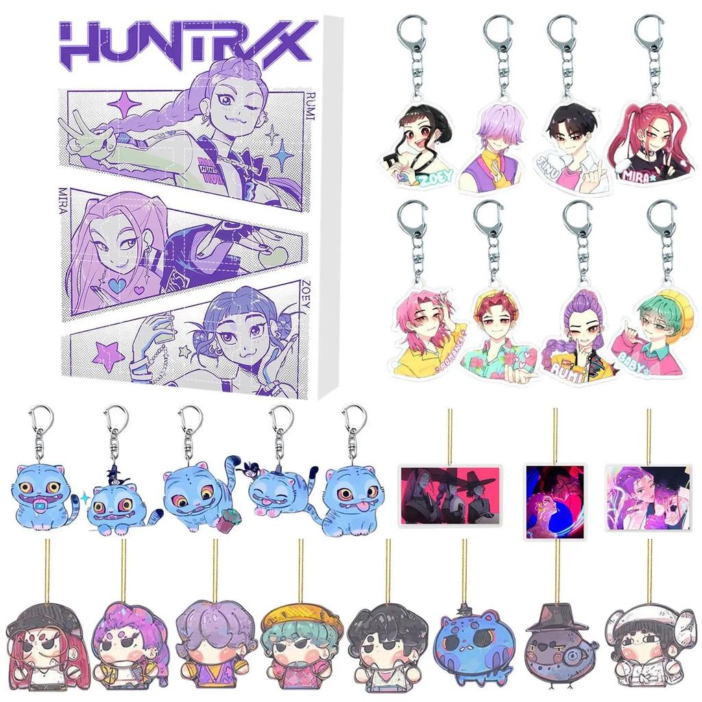 K-pop Demon Hunters Rumi Mira Zoey Figure Saja Boys Christmas Countdown Calendar Trendy Blind Box Keychain Acrylic Pendant Gift