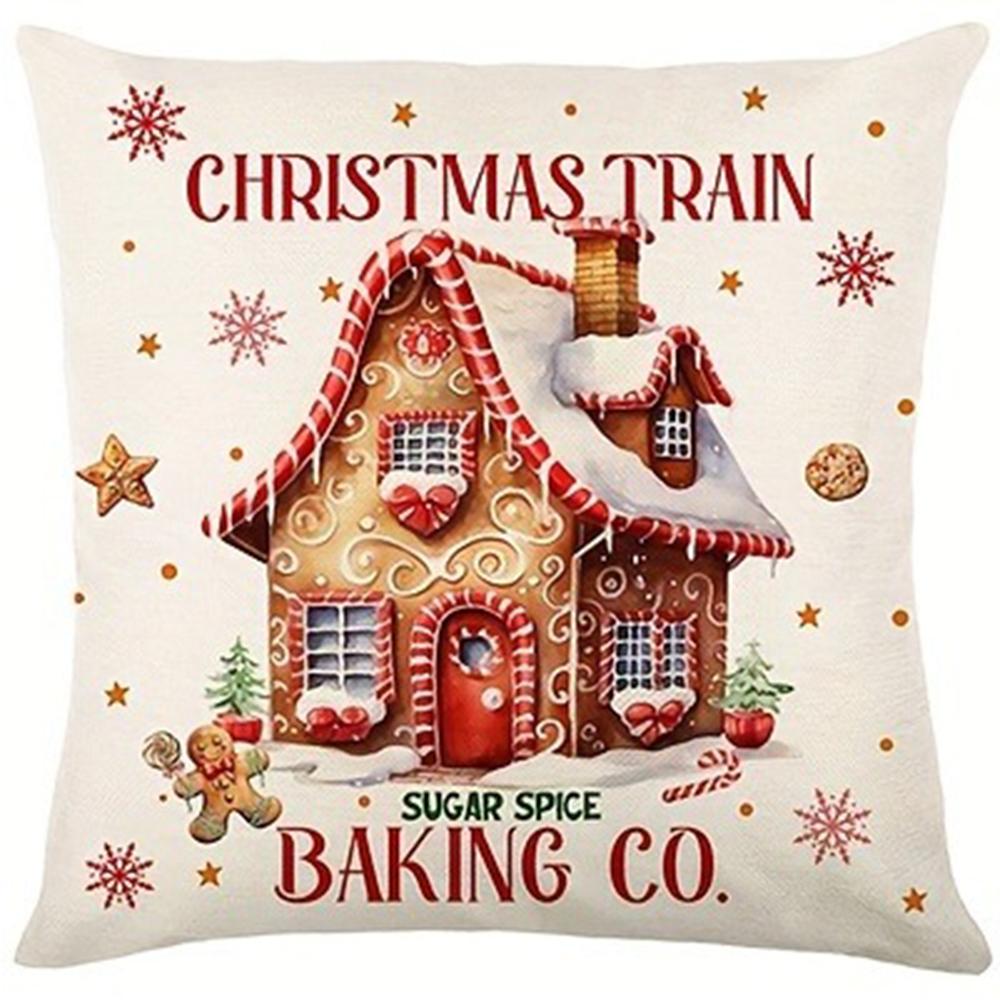 Christmas Decoration Pillowcase Gingerbread Man Candy Christmas Stick Pattern Design Sofa Cushion Suite Home Decoration