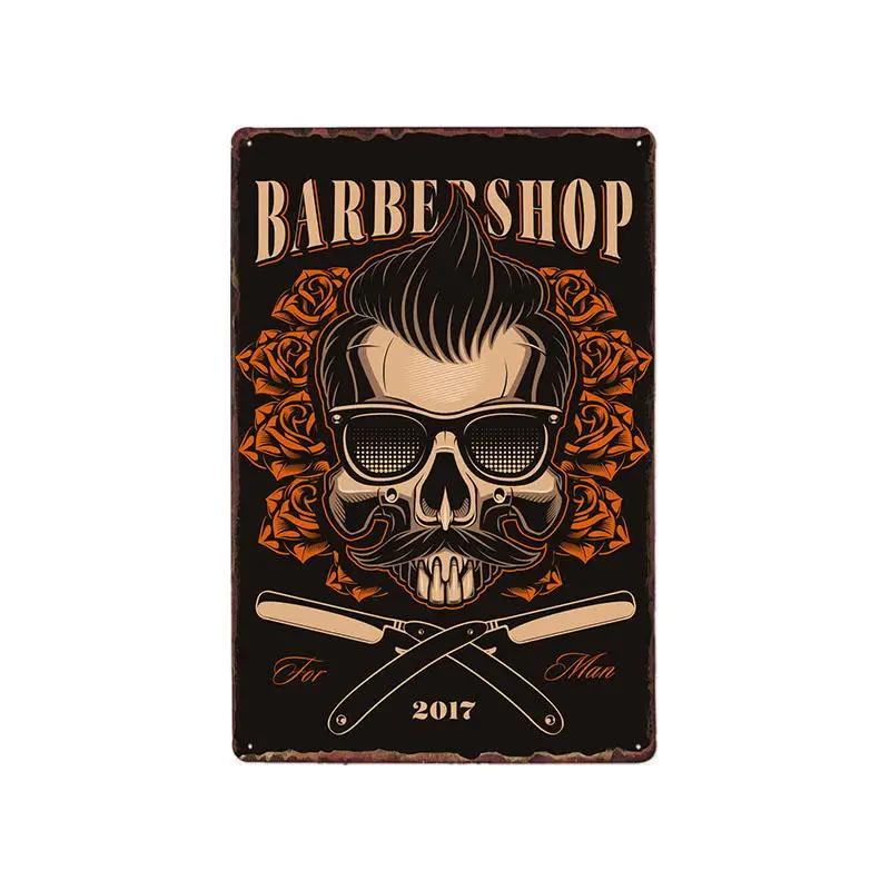 Hohappyme Vintage Barber Shop Metal Signs Barbershop Poster Bar Pub Retro Plaque Haircut and Shave Beard Iron Plates 20x30 Cm