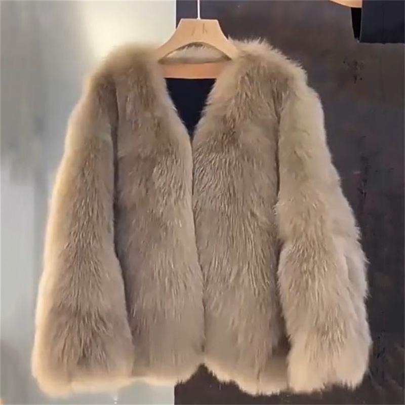 

Мода Новинки Материал из искусственного меха Женское теплое пальто средней длины Утепленное Теплое Вдохновленное роскошью Пальто Универсальное и Стильное M