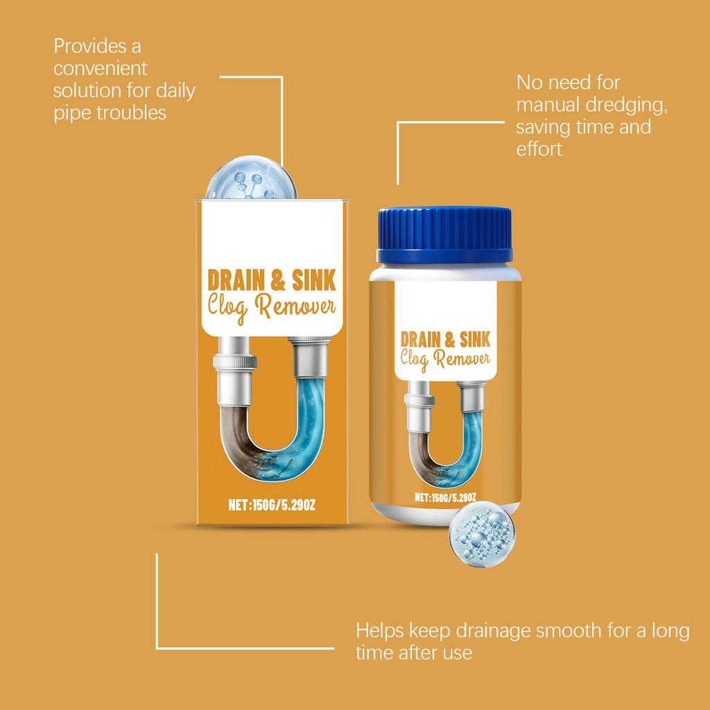 DrainCleaner, Powerful Foaming Clog Remover For Kitchen Sink, Bathroom & Shower Drains,Multi-Purpose Pipe Cleaning Powder For Fast-Acting Results