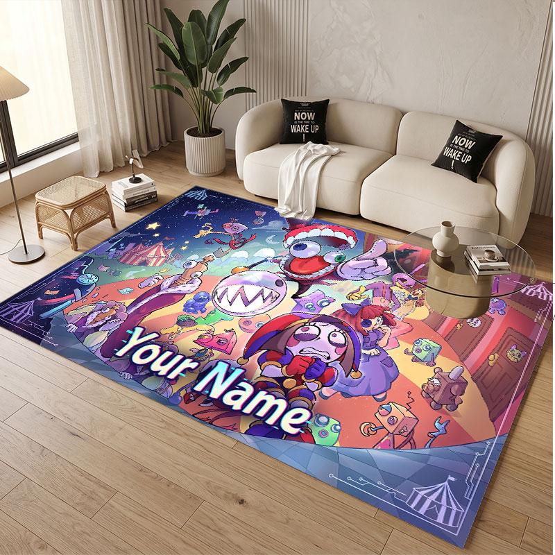 Custom Name Text Crystal Velvet Rug,The Amazing Digital Circus Soft Plush Decorative Non Slip Floor Carpet