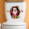 Santa Claus Break-Through Wall Decal PVC Removable Christmas Wall Window Sticker Toilet Stickers Home Christmas Decoration Gift