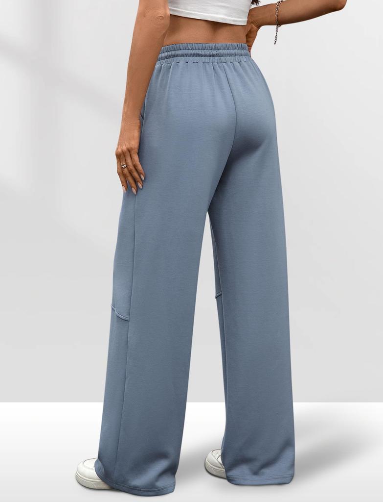Maeau Straight Wide Leg High Solid Size M Women's Pants, Pants, Waist, Sweat-Wicking, Slimming, Leg-Lengthening, 9/10 Length, Soft, Color, Casual,