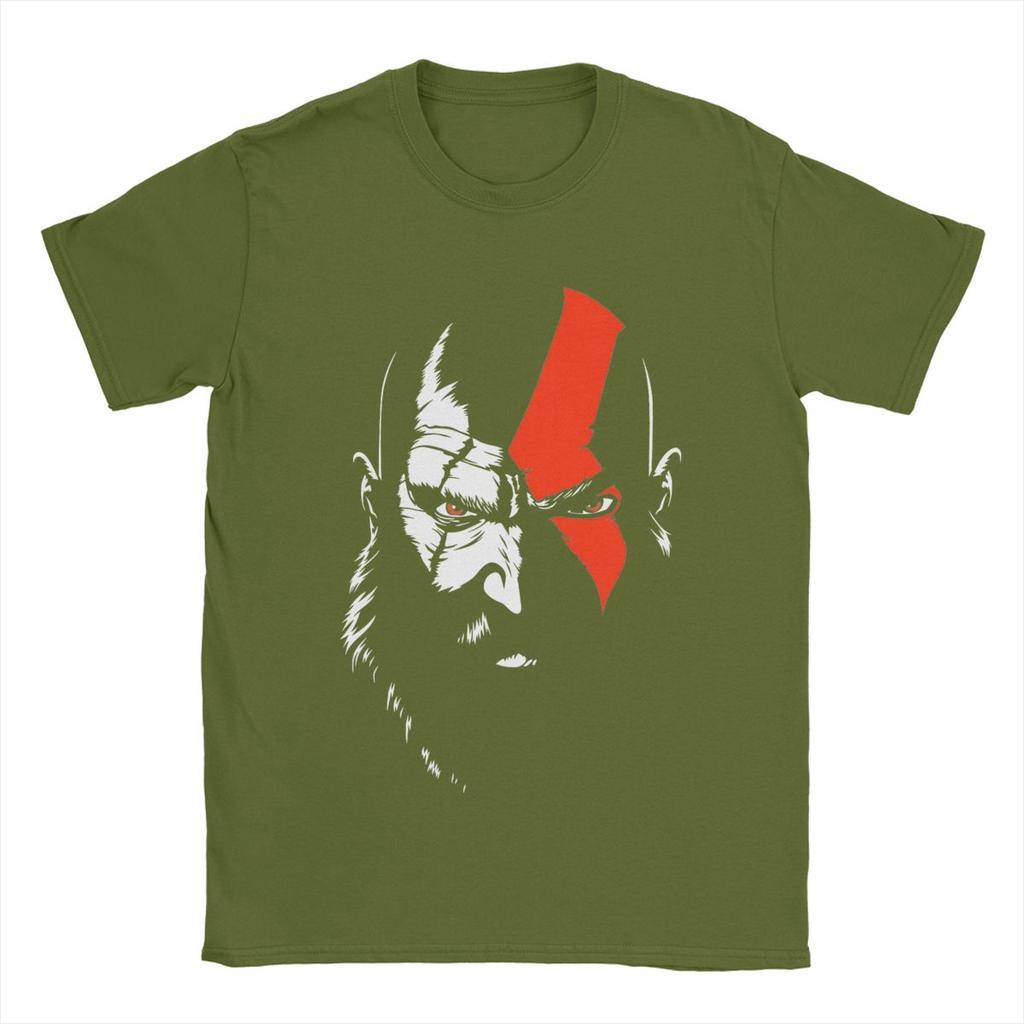 God Of War Kratos Herren T-Shirt Lässige T-Shirts Kurzarm Rundhals T-Shirts Baumwolle Klassische Oberteile