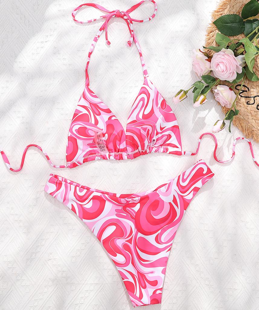 Micro Bikini Sexy Women Swimwear Print Halter Backless Thong Brazilian Swimwear Bikini Set Bikini Beachwear