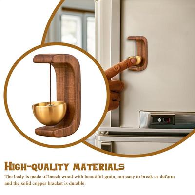 C Shaped Magnetic Door Chime Vintage Doorbell Magnetic Wood Shopkeepers Bell Door Chime for Entrance Wall Store Wardrobe Fridge