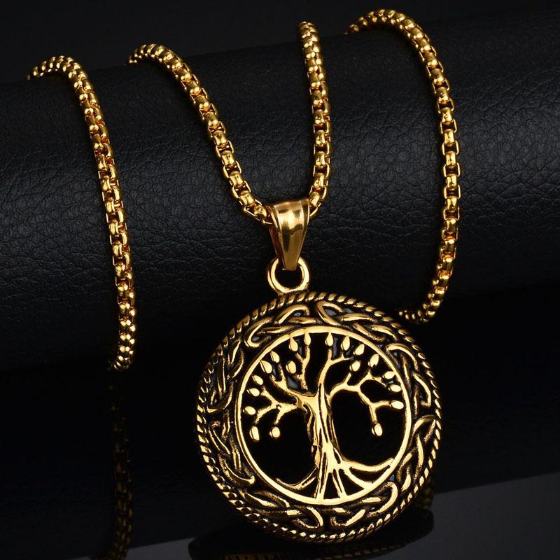 Tree Of Life Necklace Stainless Steel Vintage Family Tree Pendant Necklace 24In For Family Lovers