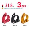 Pince de tige de selle de vélo en alliage d'aluminium à dégagement rapide, verrouillage de selle pour vtt 31.8mm 34.9mm