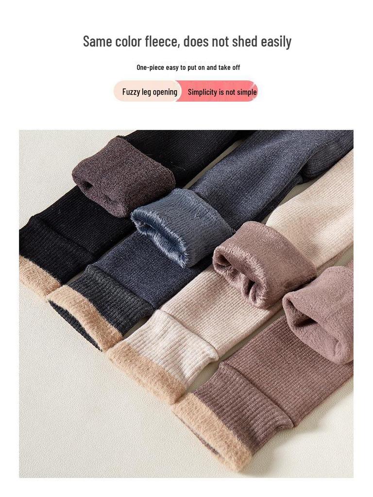 Girls' Fleece-Lined Warm Pants with Fur-Trimmed Cuffs for Autumn and Winter