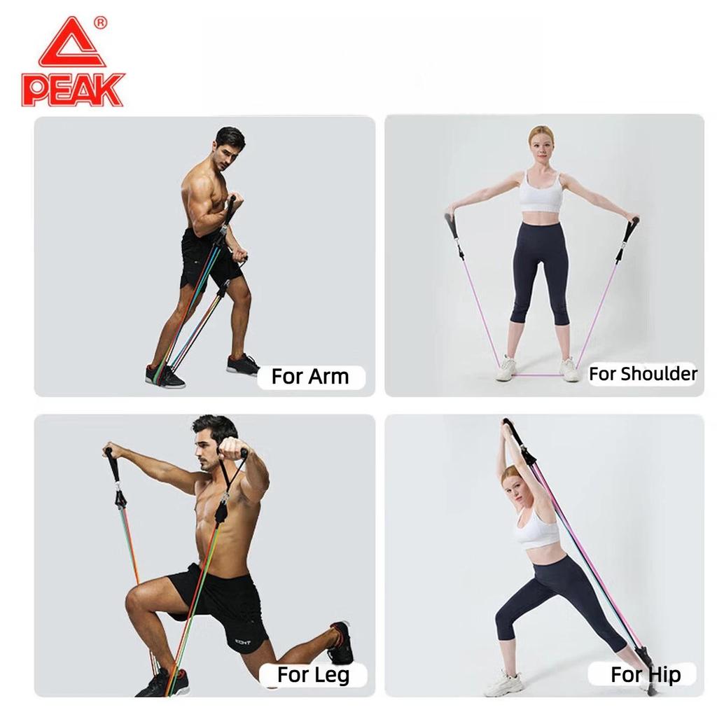 Peak Resistance Band Set with Elastic Rope And Resistance Band, Home Fitness Exercise Equipment, 14-Piece Set, 125 Lbs