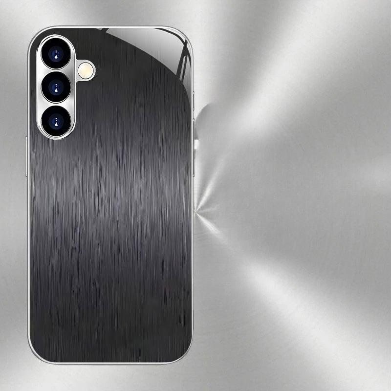 Grijs zwart verticaal getextureerd glazen telefoonhoesje geschikt voor Samsung Galaxy S26 S25 S24 S22 S21 S20 FE/Ultra/Plus valbestendig